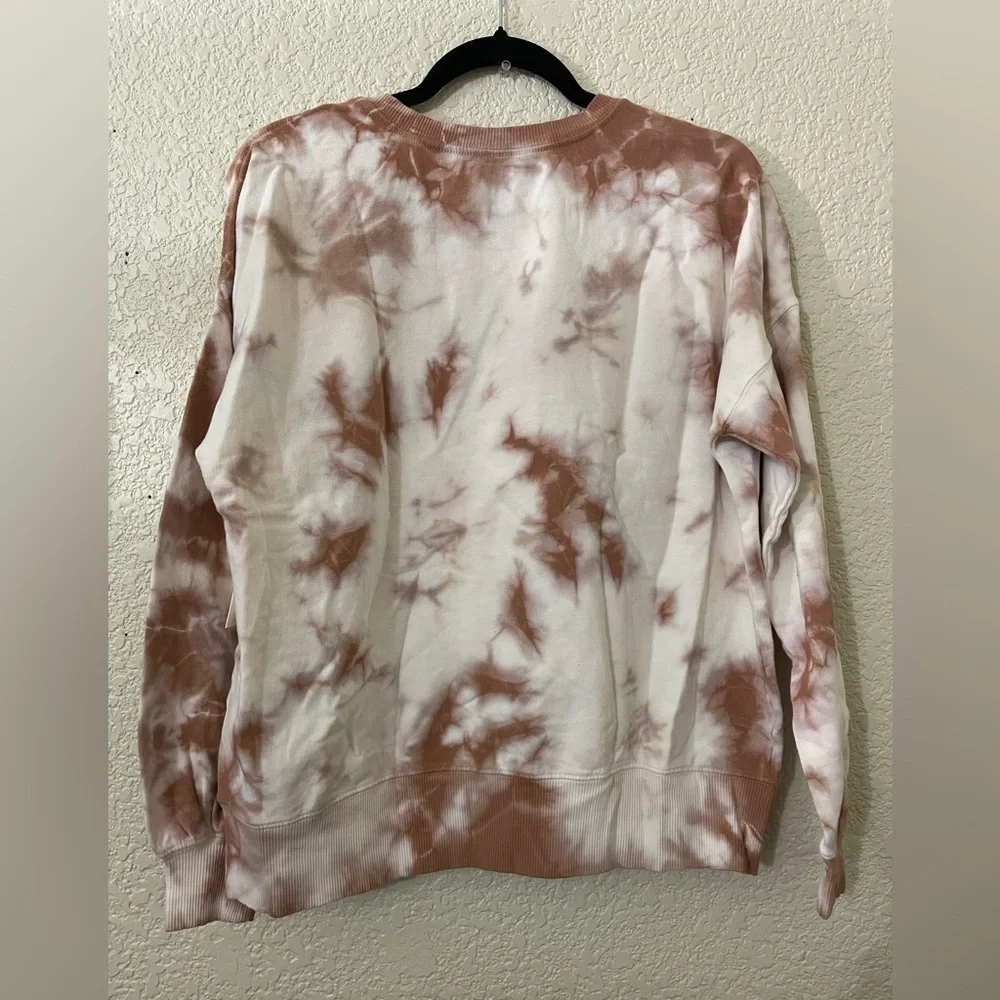 NWT LACAUSA (Anthropologie),C'est La Vie Tie Dye Crewneck Sweatshirt, Clay, S - Picture 3 of 7
